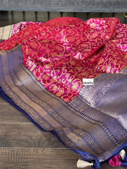 Katan Silk Banarasi - Magenta Blue