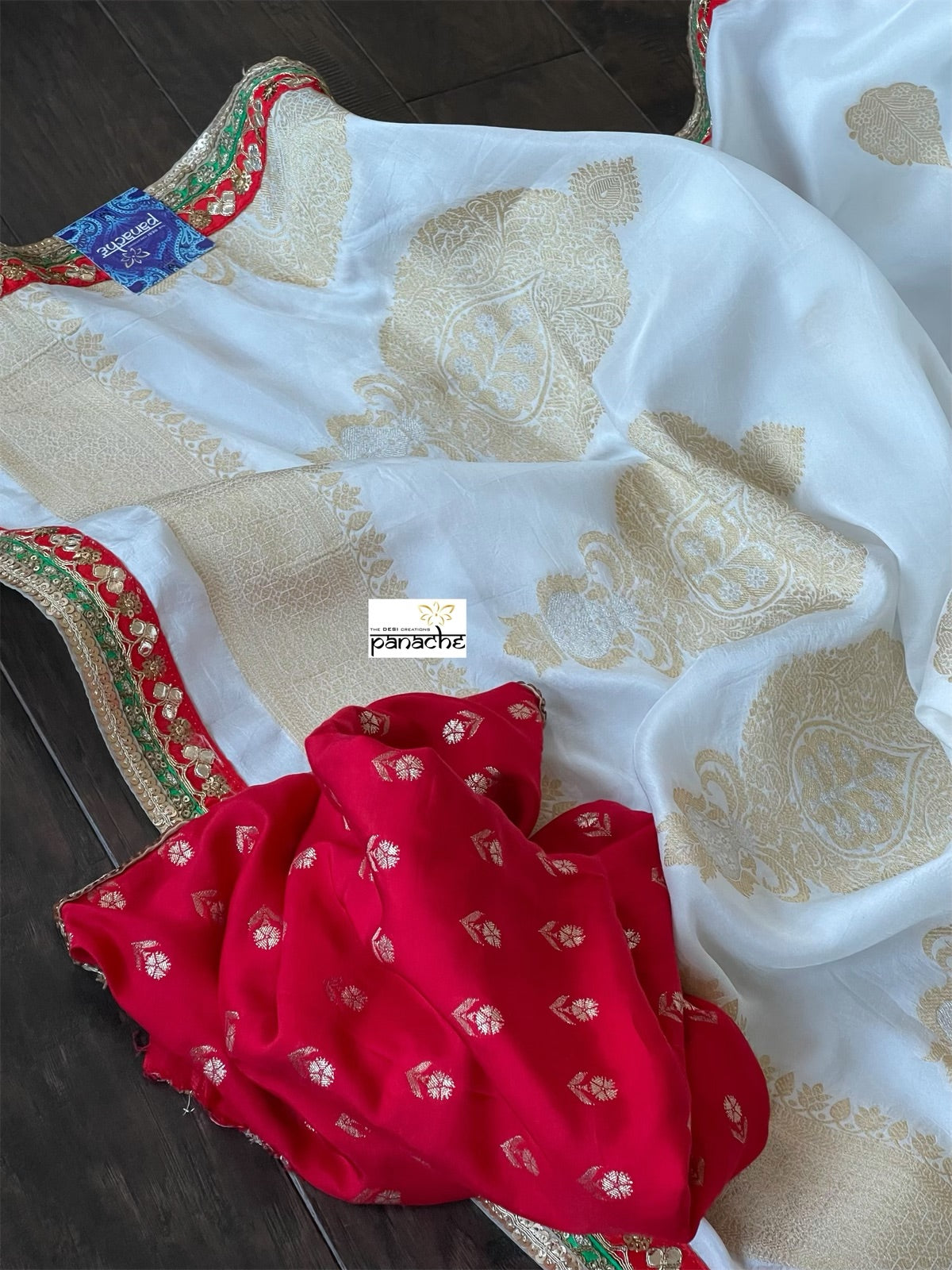 Designer Soft Silk Banarasi- Off White Gold Zari