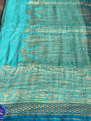 Muga Silk Banarasi - Firozi
