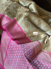 Pure Katan Silk Banarasi - Light Butter Yellow Golden Zari woven