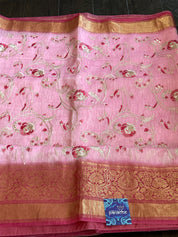 Embroidered Linen Silk - Bubblegum Pink