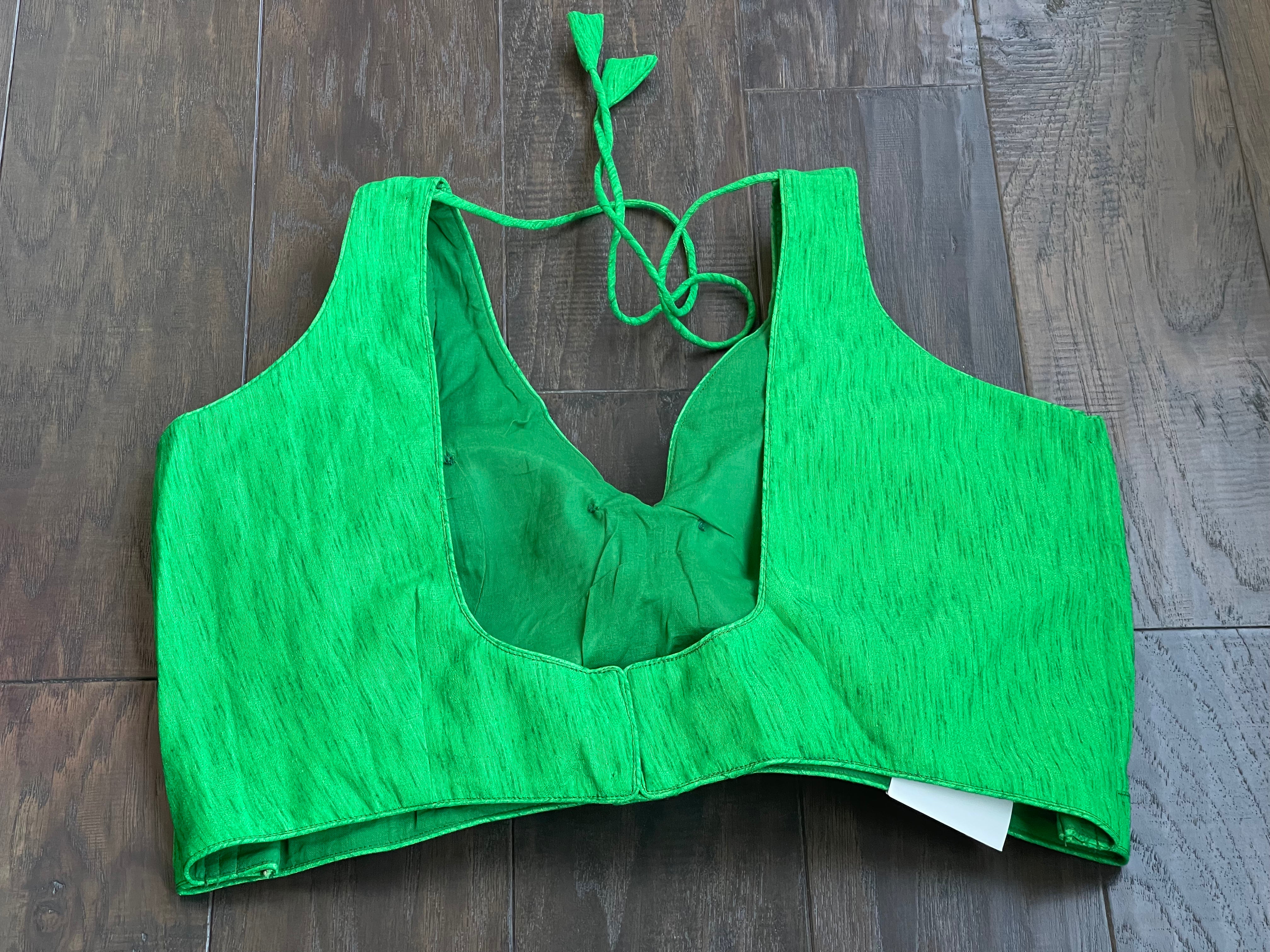Designer Blouse - Green Raw Silk