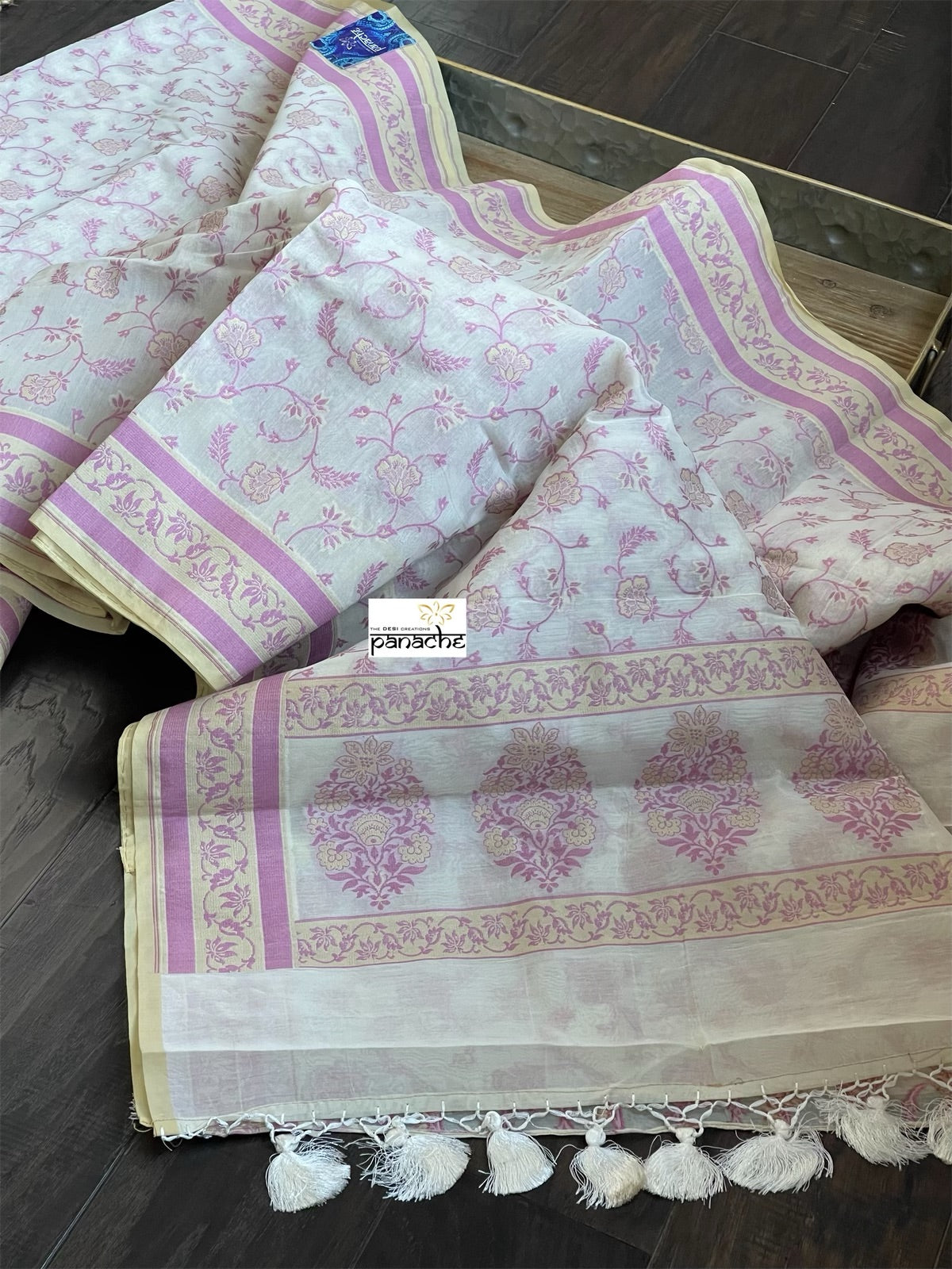 Kora Cotton Banarasi - Off-White Lilac