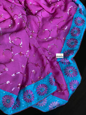 Designer Saree - Pink Firozi Embroidered