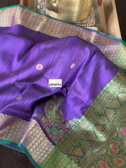Tussar Silk Banarasi - Purple Green Jewel Tone