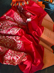 Pure Silk Banarasi - Red Rusty Orange