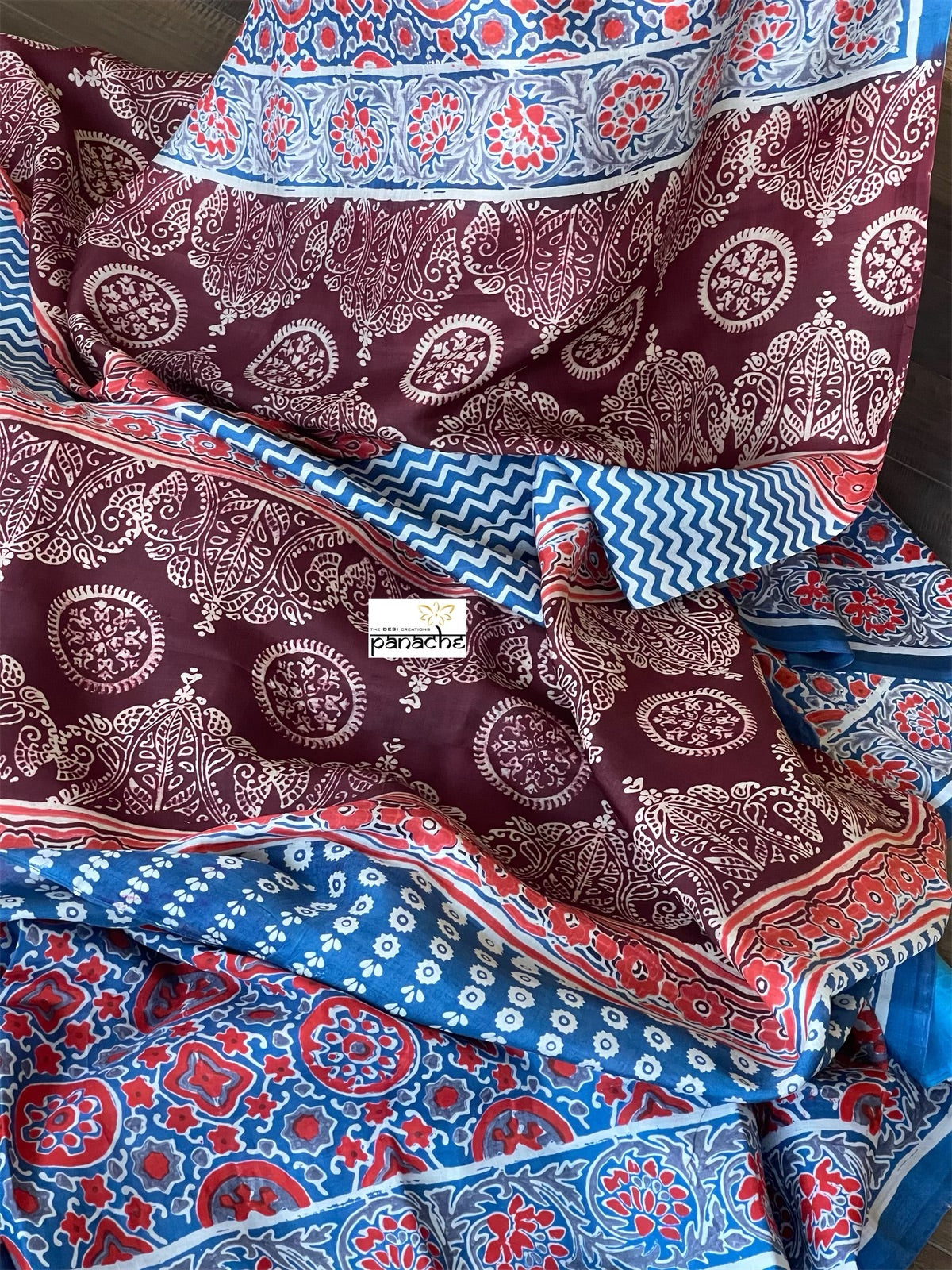 Pure Murshidabad Silk - Blue Printed