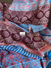 Pure Murshidabad Silk - Blue Printed