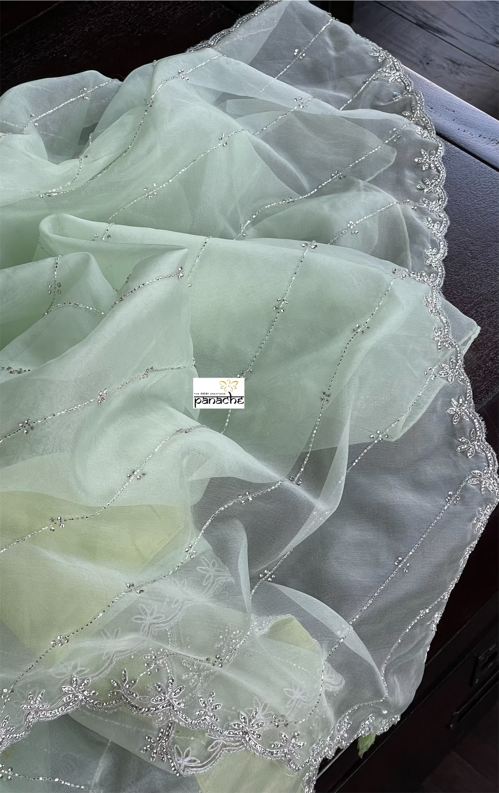Designer Organza - Mint Leheriya