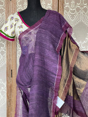 Designer Blouse - Cream Purple Green Floral Design
