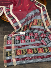 Pure Cotton Bomkai - Maroon Black