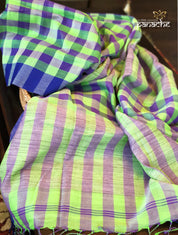 Designer Khadi Checks - Green Purple