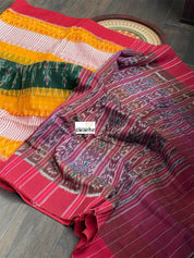 Pure Cotton Soft Ikat - Green Yellow Red