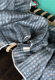 Muslin Silk Sequin - Grey striped