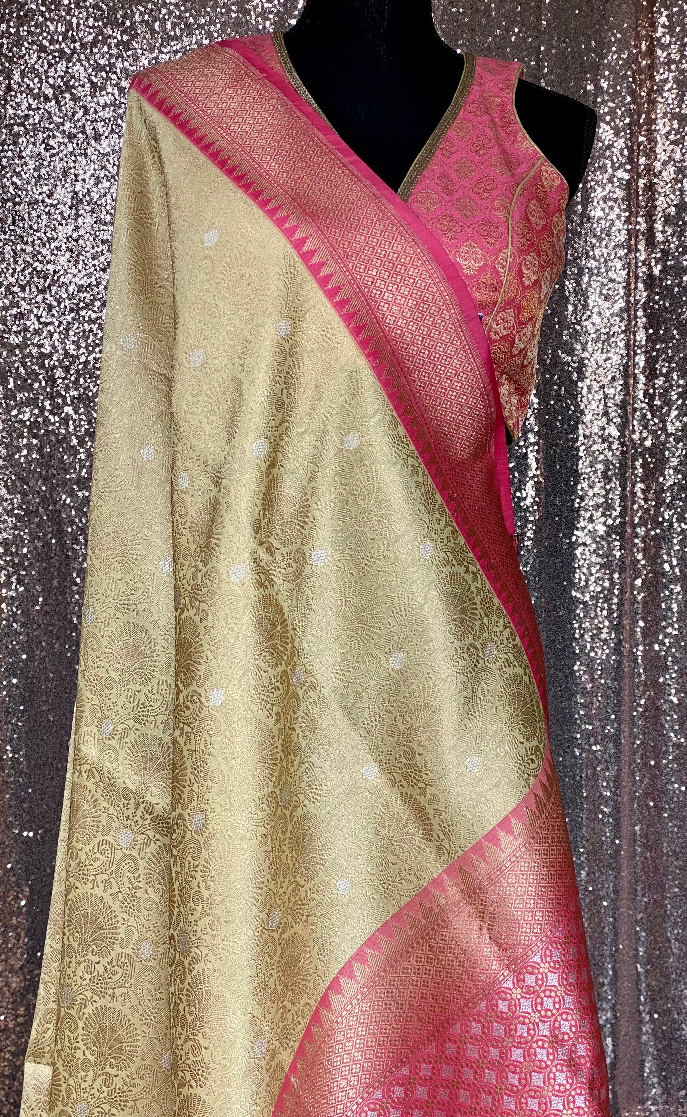 Pure Katan Silk Banarasi - Light Butter Yellow Golden Zari woven