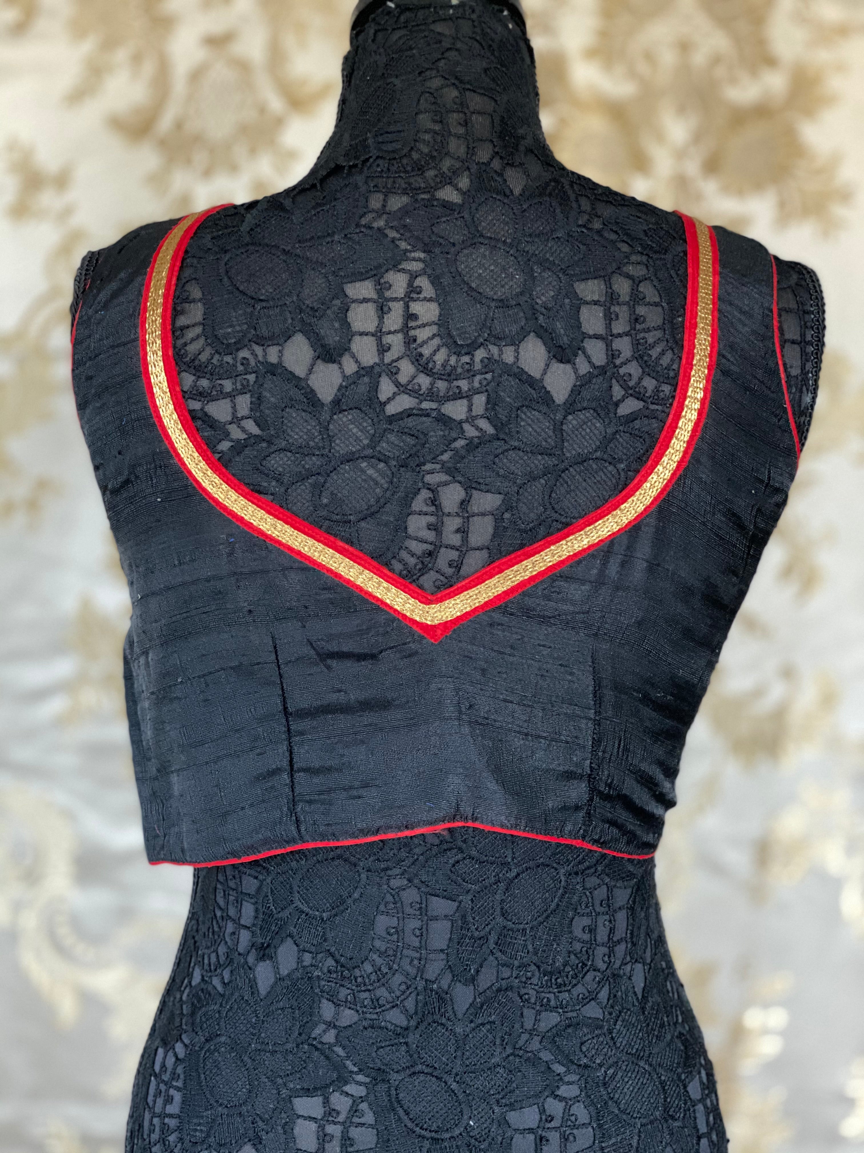 Designer Blouse - Black Raw Silk