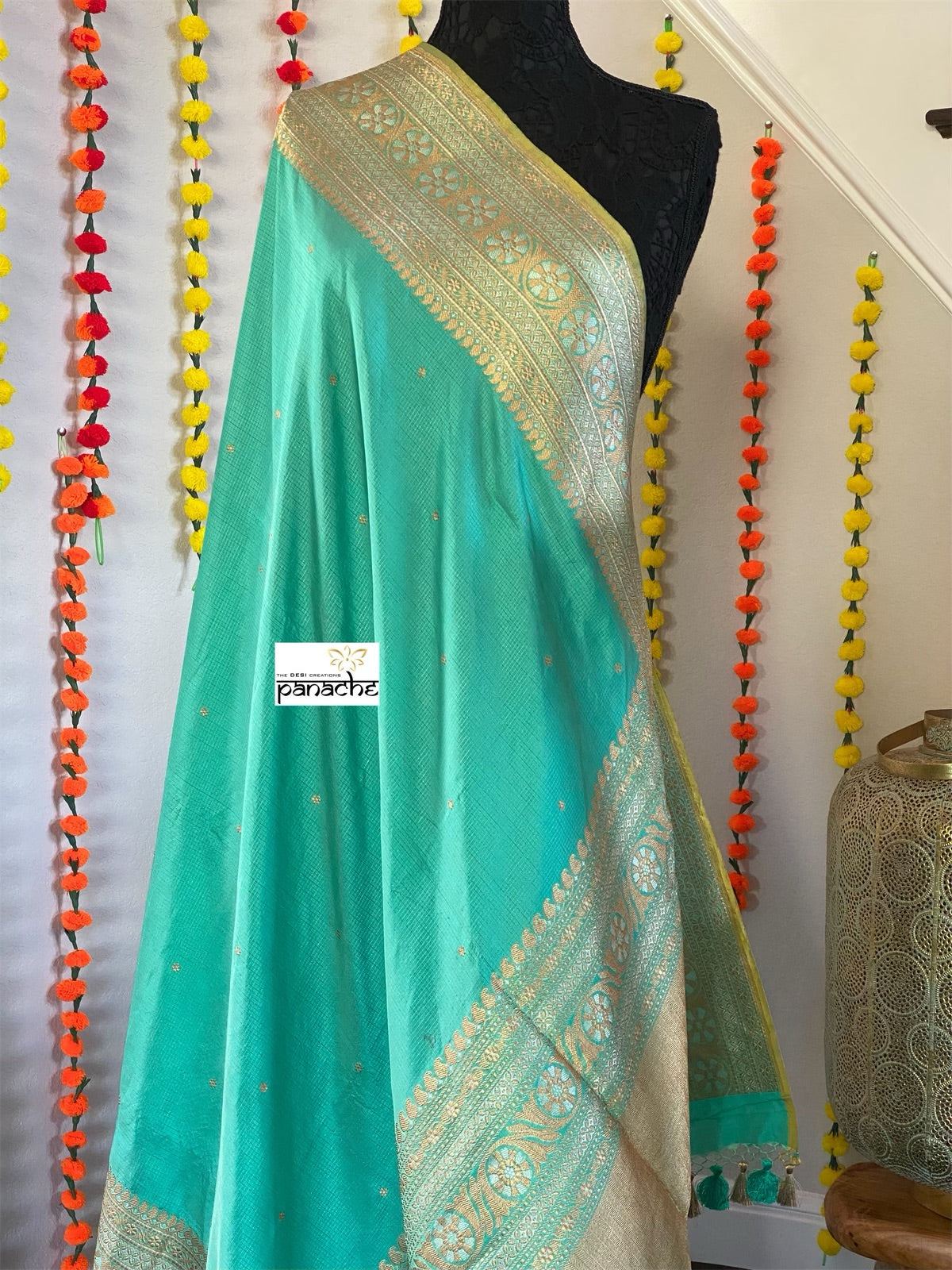 Pure Silk Katan Banarasi - Sea Green Kadhwa