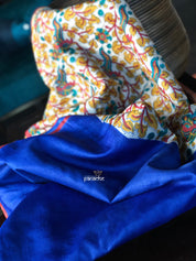 Tussar Silk - Printed Kalamkari  Royal Blue