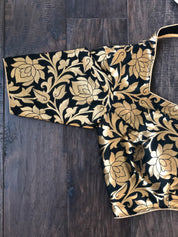 Designer Blouse - Black Zari Jangla woven 2