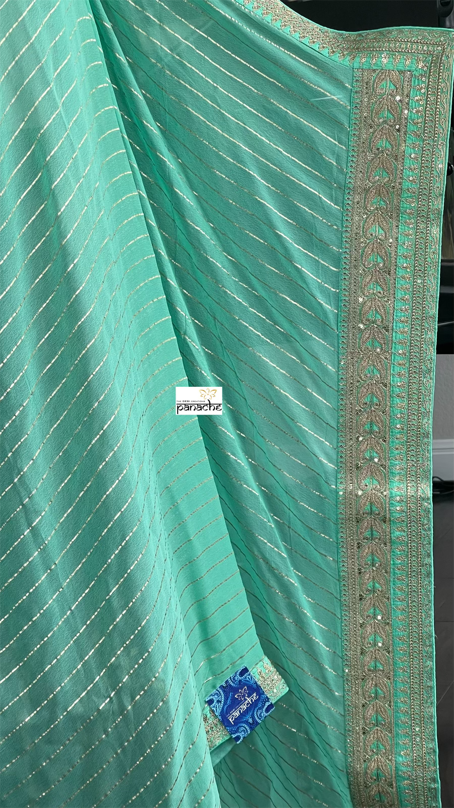 Designer Georgette - Sea Green Embroidered