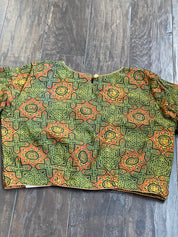 Designer Blouse - Green Ajrakh Printed