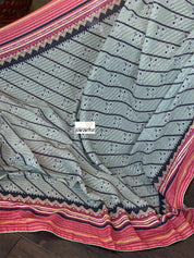 Designer Inspired Georgette Saree - Moss Grey Black Sequin