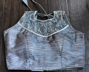 Designer Blouse - Silver Brocade
