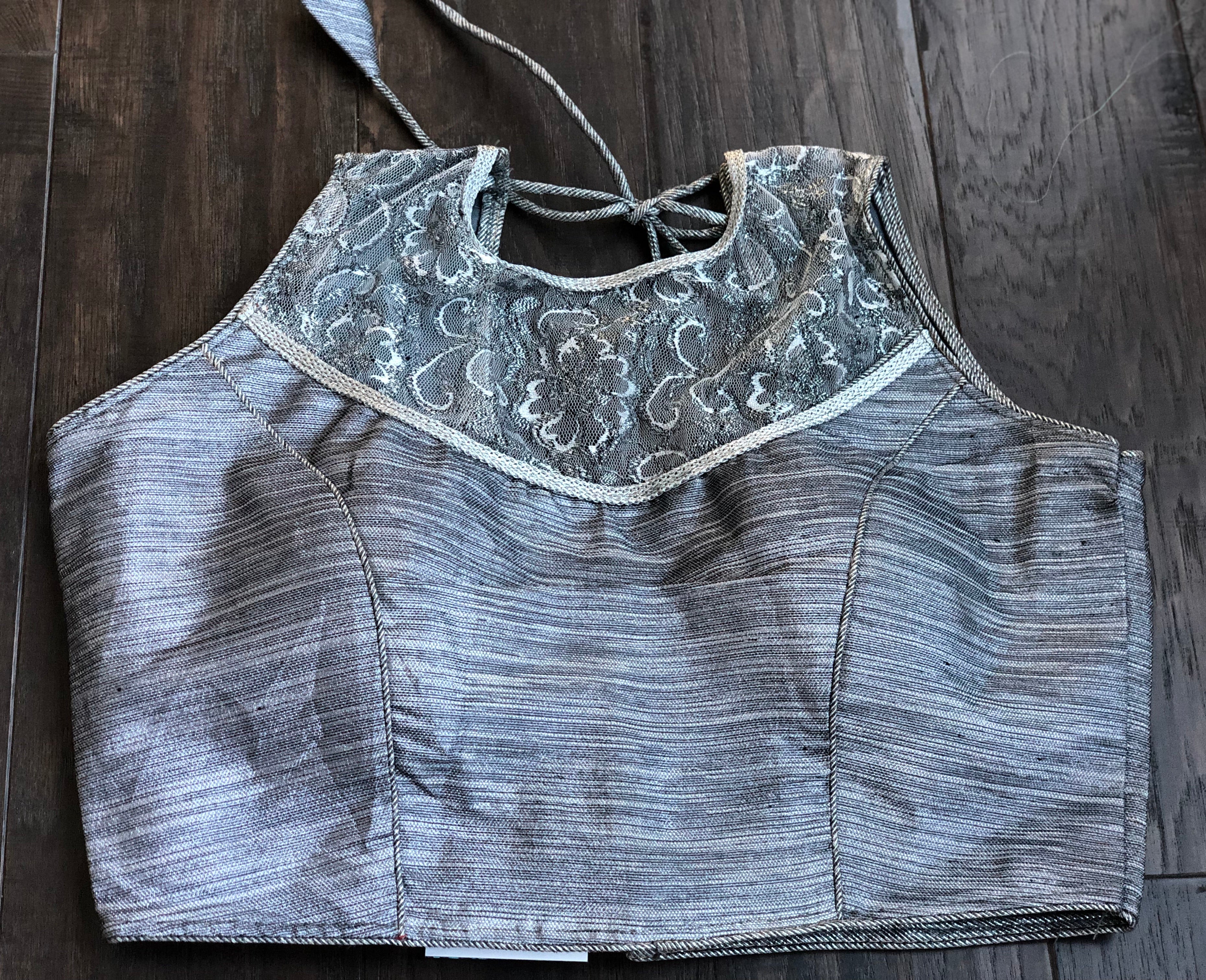 Designer Blouse - Silver Brocade