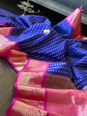 Pure Silk Kanjivaram - Blue Magenta Pink