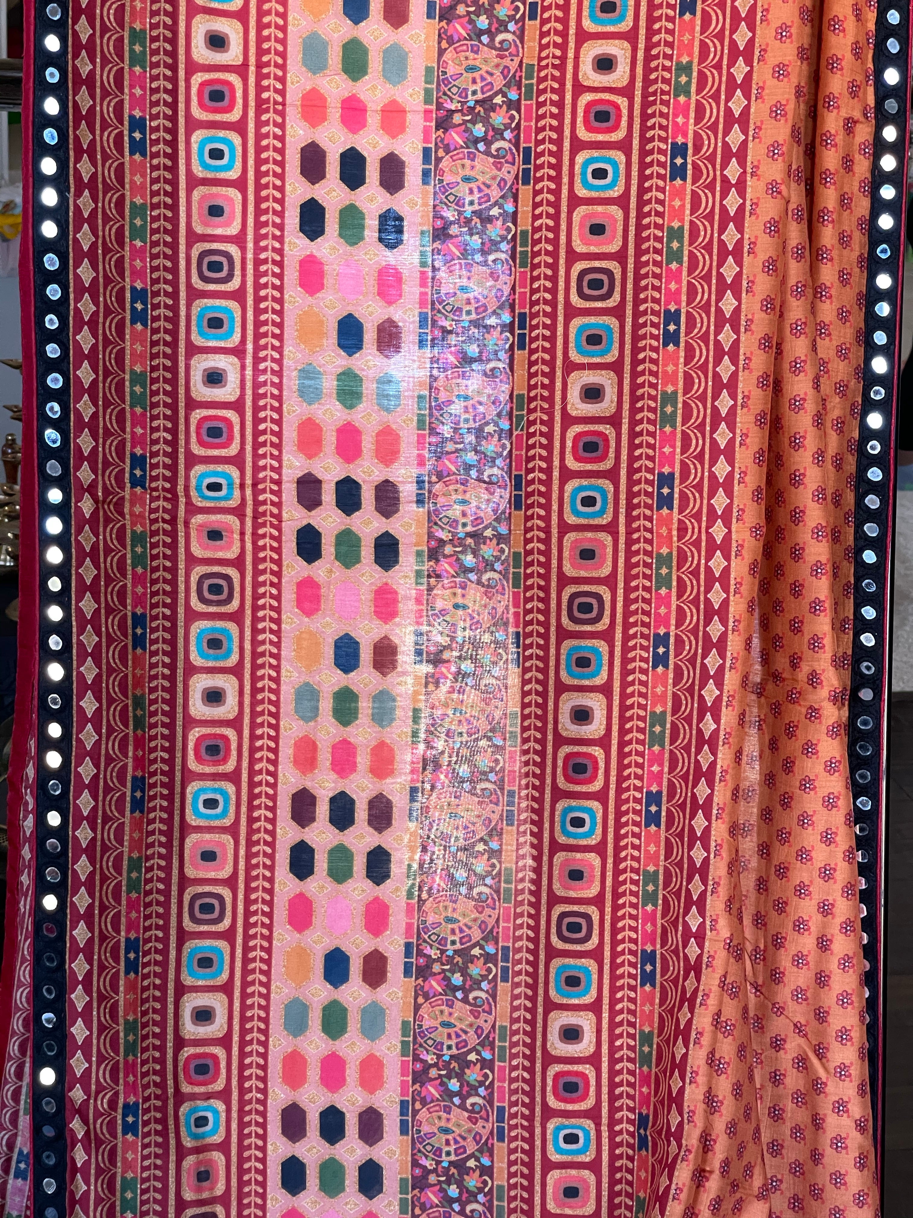 Muslin Soft Silk Printed - Peach Orange Maroon