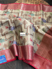 Tissue Kota Silk - Tan Beige Red