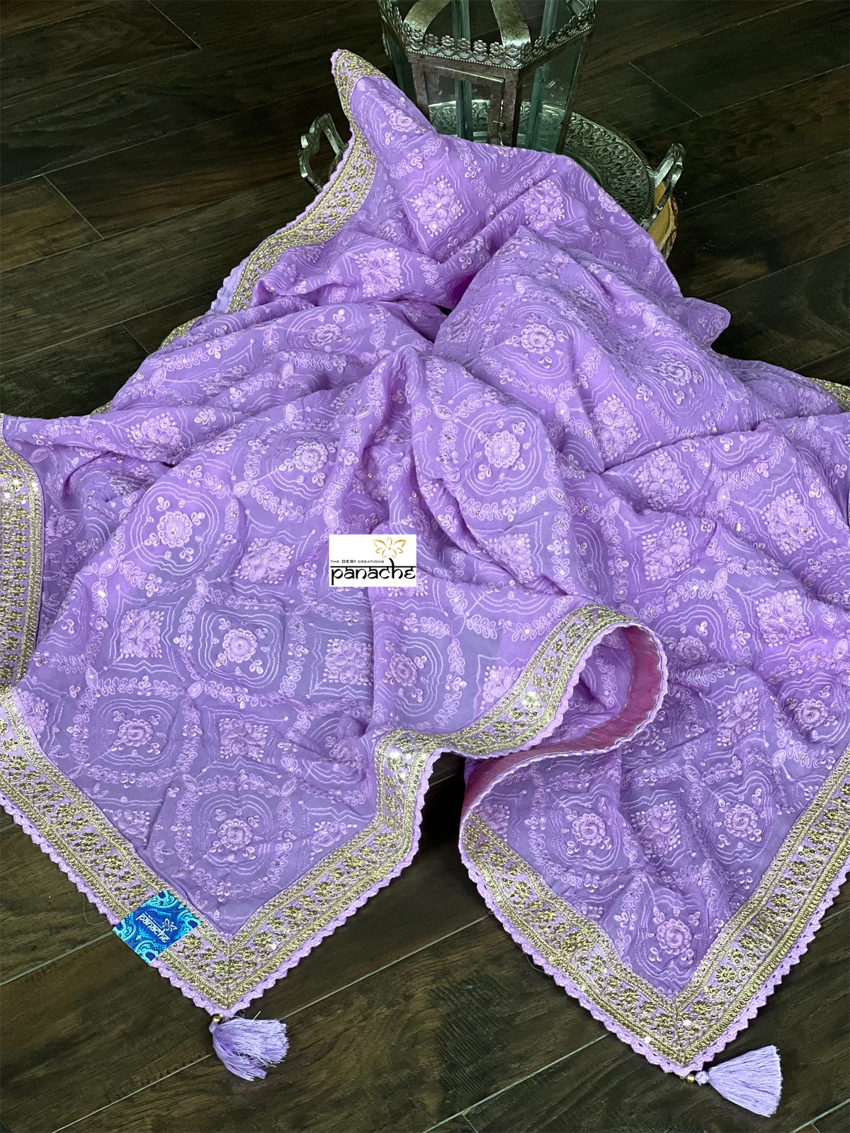 Designer Pure Georgette Chikankari - Violet