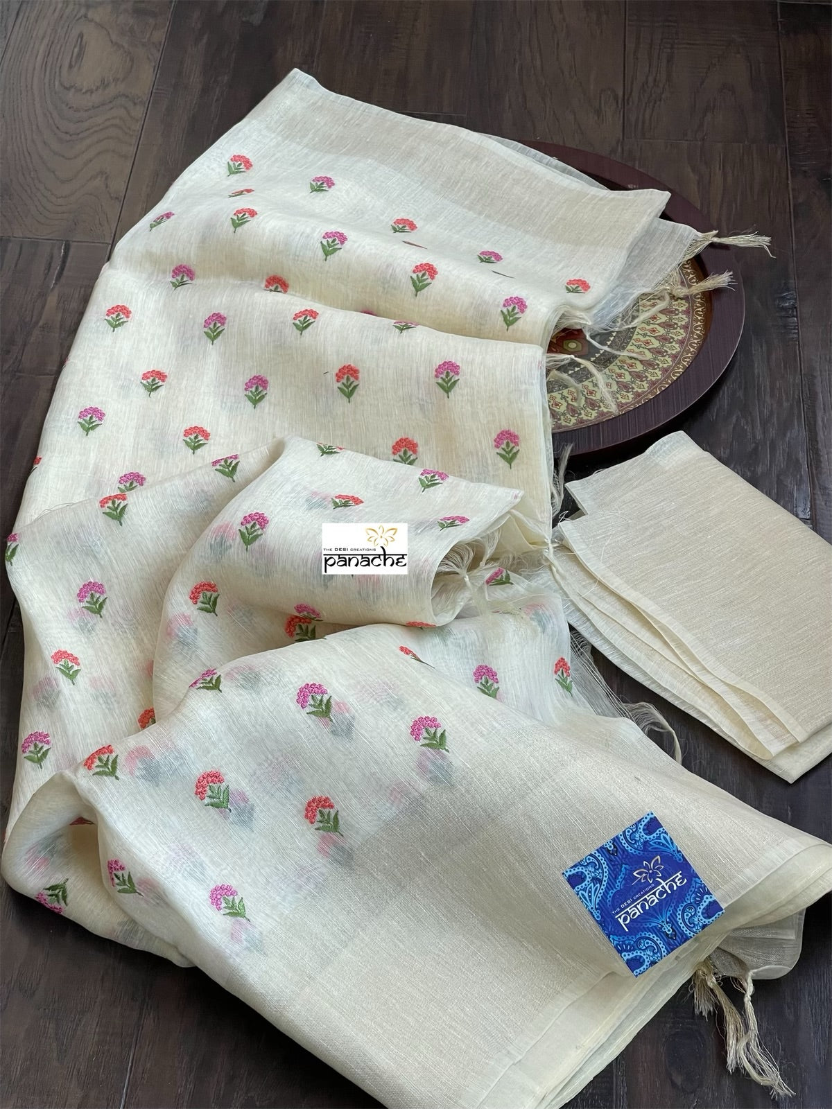 Embroidered Linen Silk - Off-White