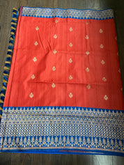 Pure Tassur Silk Banarasi - Red Blue