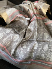 Tussar Silk - Beige Rose woven