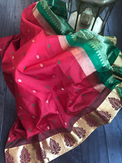 South Silk - Red Green Meenakari