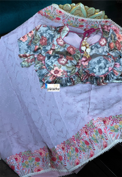 Designer Organza - Lilac Embroidered