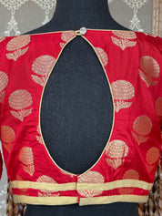 Designer Blouse - Red Golden Zari