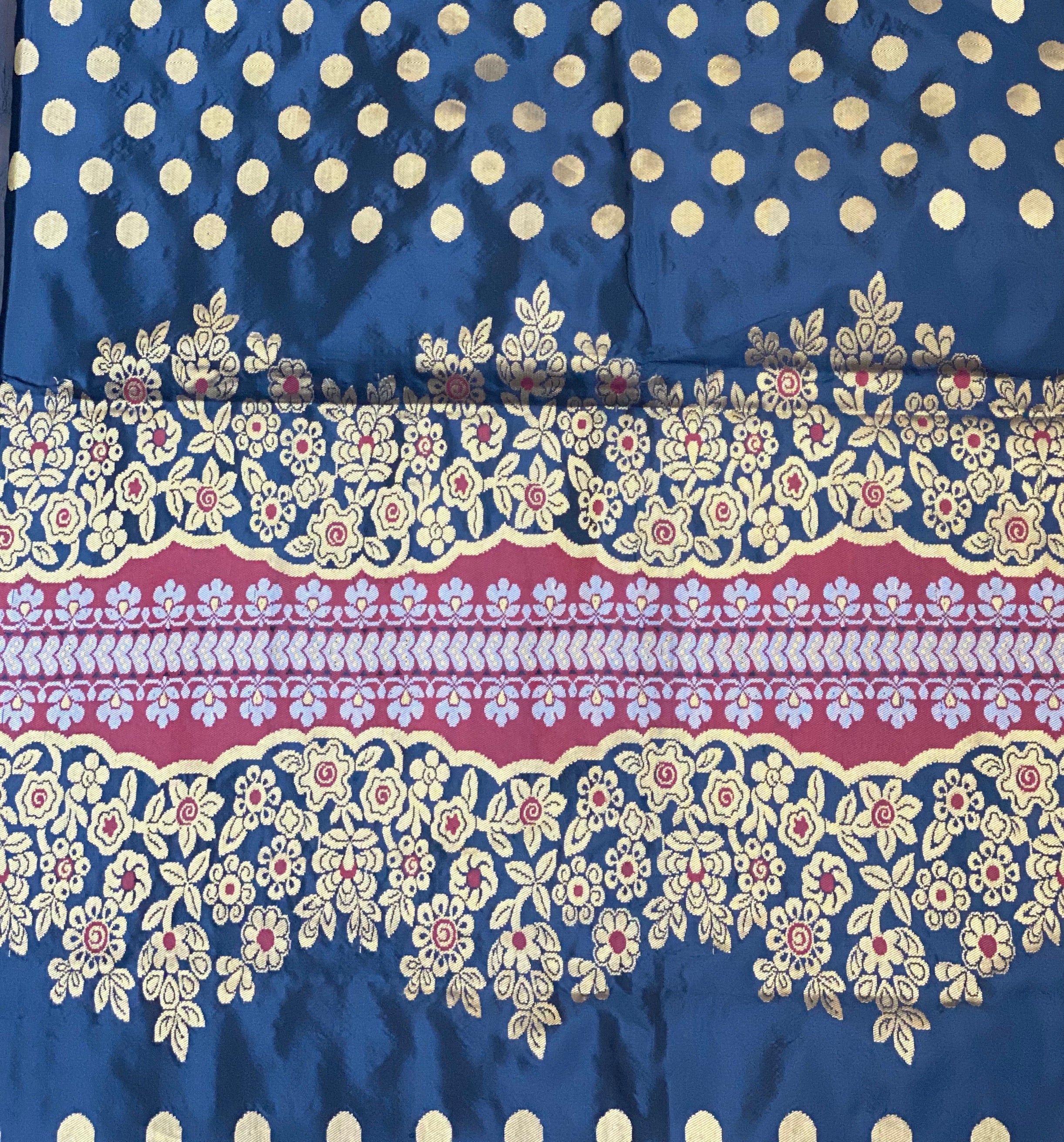 Katan Silk Banarasi - Black Golden Butta