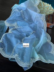 Designer Organza - Shaded Gray Pista Green