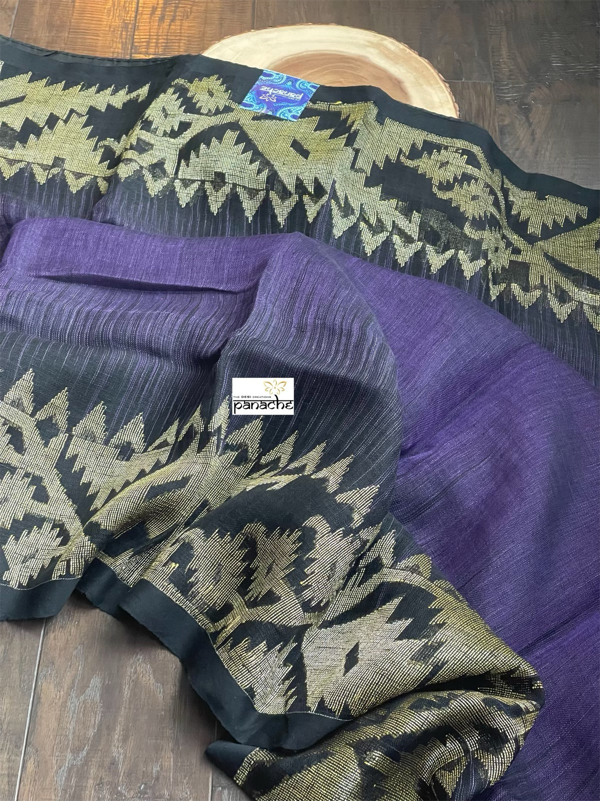 Jamdaani Linen Woven - Purple Black