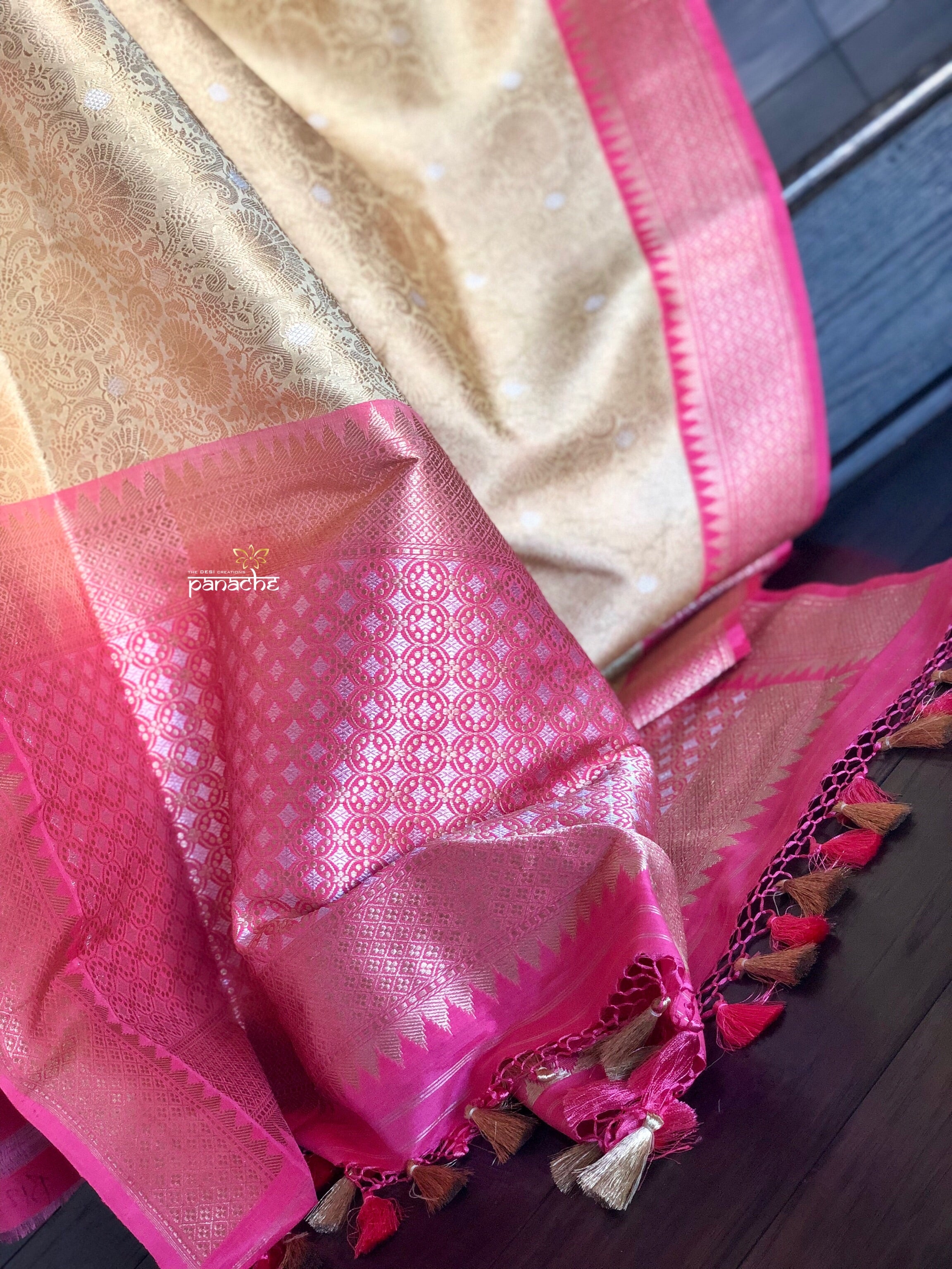 Pure Katan Silk Banarasi - Light Butter Yellow Golden Zari woven