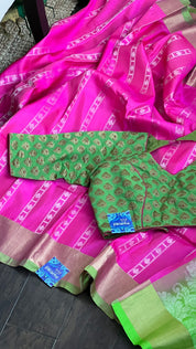 Pure Silk Kanjivaram - Pink Green