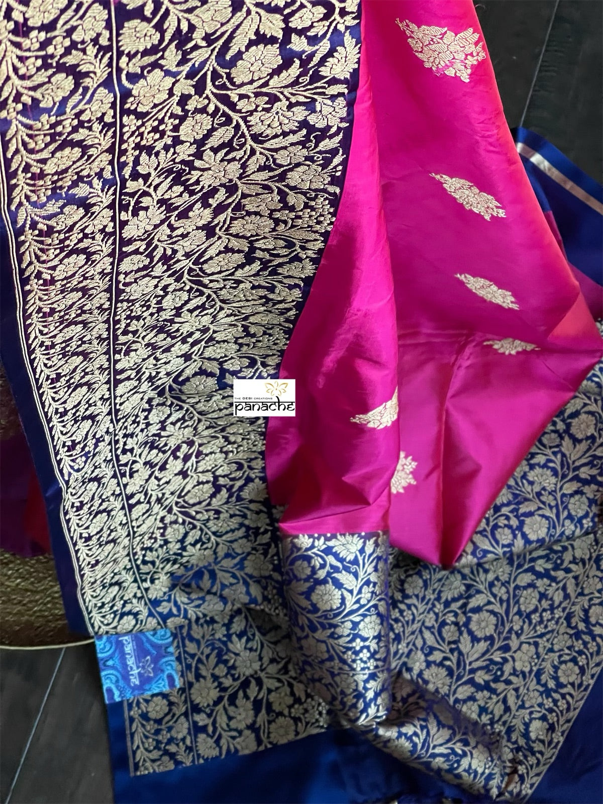 Katan Silk Banarasi - Magenta Pink Blue
