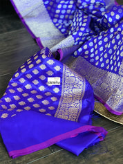Pure Silk Banarasi - Purplish Blue Dual shaded