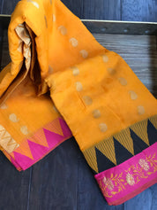 Cotton Silk - Orange Golden Zari