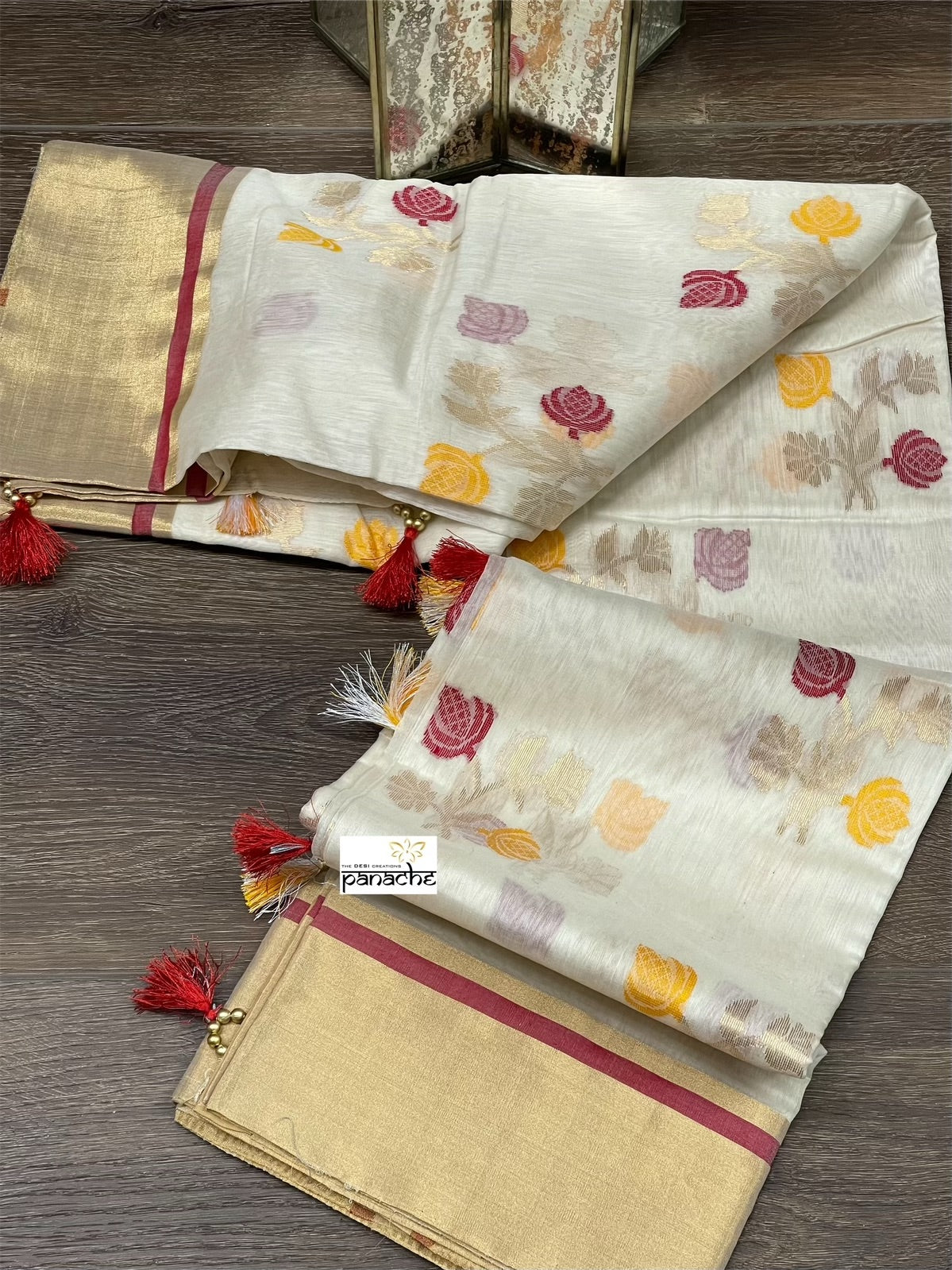 Pure Chanderi Silk Cotton - Off White Eknaliya Woven