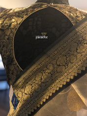 Designer Blouse - Black Zari Jangla woven