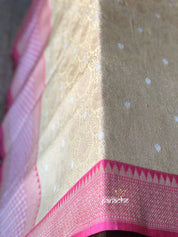 Pure Katan Silk Banarasi - Light Butter Yellow Golden Zari woven