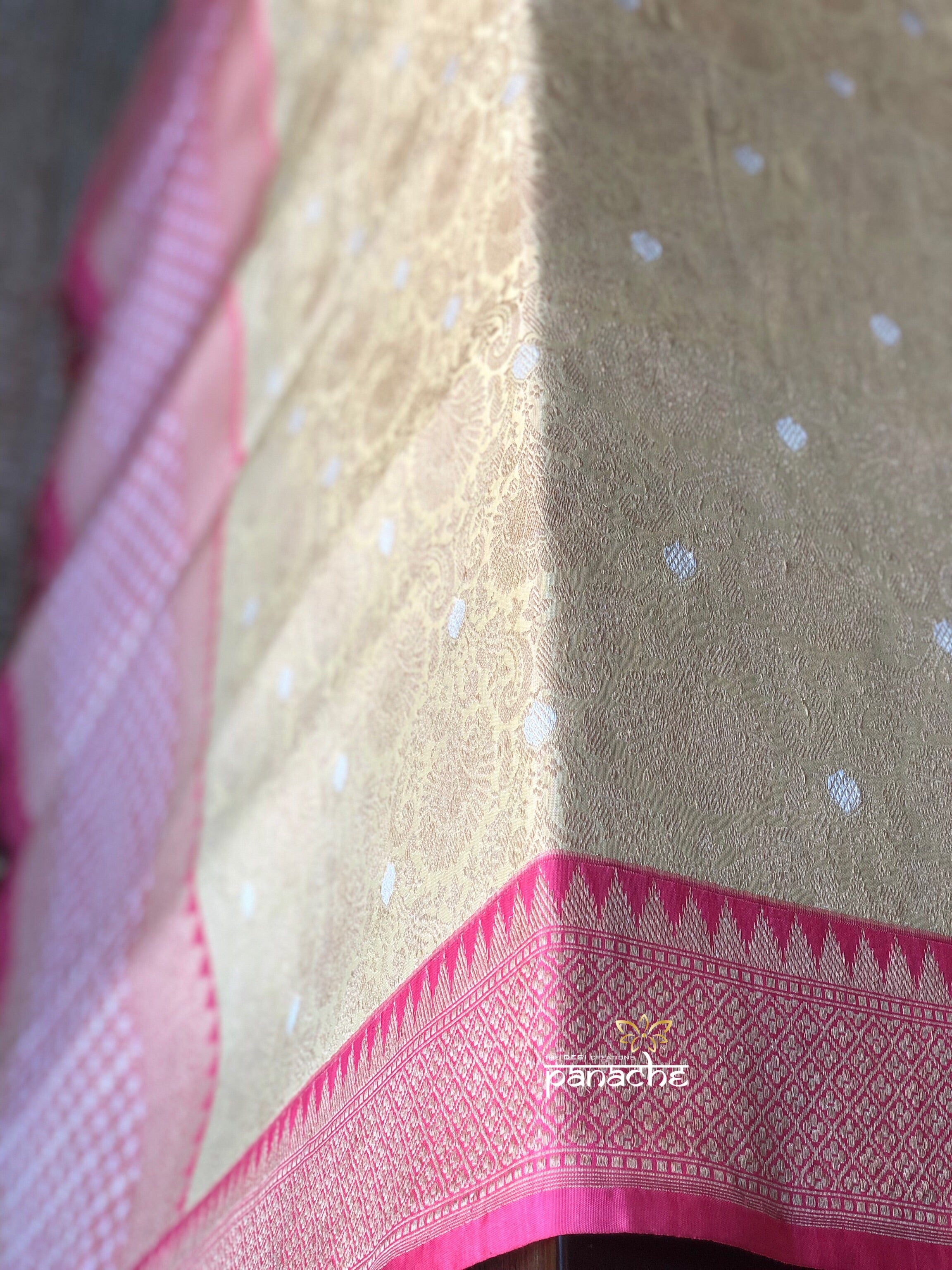 Pure Katan Silk Banarasi - Light Butter Yellow Golden Zari woven